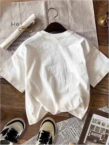 Women's Cherry Print Tee Shirt Short Sleeve Crew Neck Drop Shoulder Vintage Tee Tops - Image 3